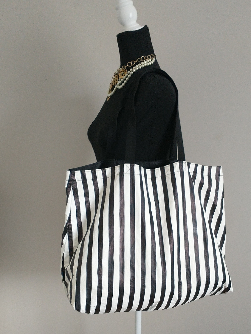 Striped Black & White Tote Bag - Women